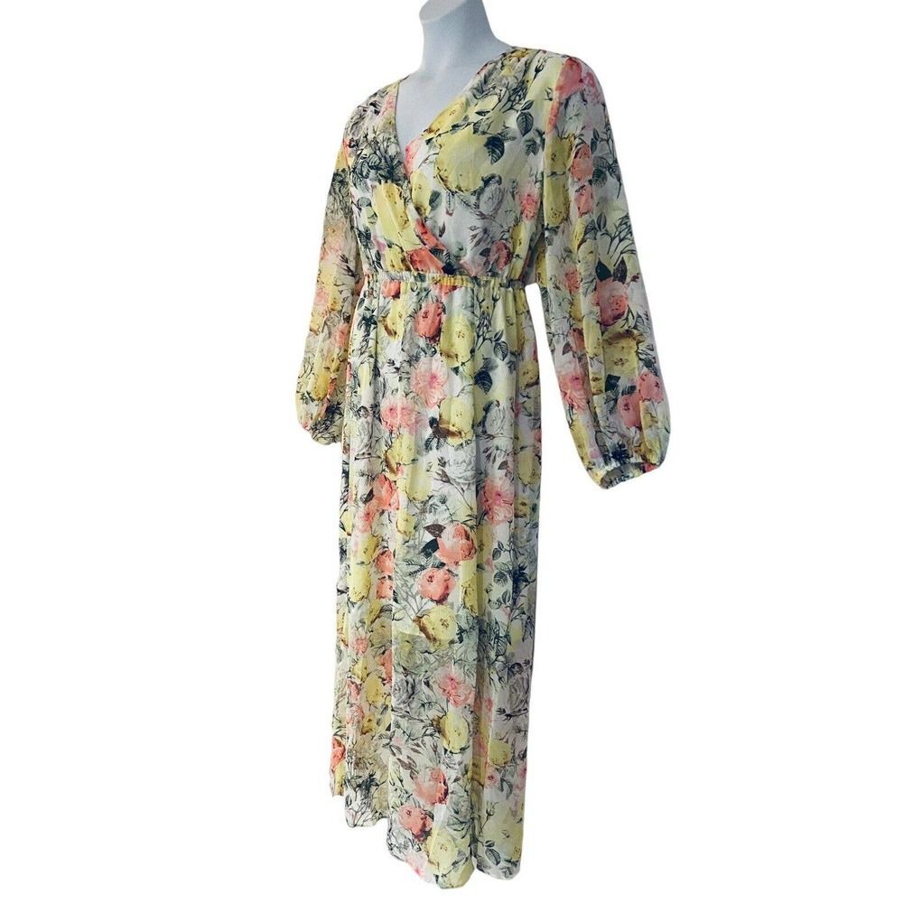 INC White Floral Chiffon Slitted Wrap Cruise Brunch Church Summer Maxi Dress. 2X - Picture 8 of 13